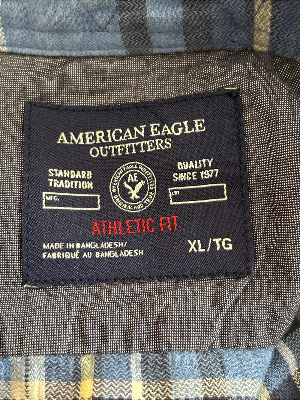 American Eagle Outfitters Blue Plaid Button-Down Shirt - Picture 3 of 11
